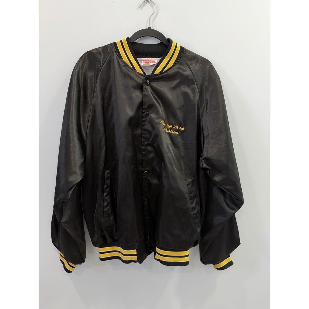 Hartwell XL Vintage Varsity Jacket Black Gold Striped Bomber Baseball Coat